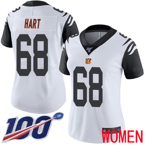 Cincinnati Bengals Limited White Women Bobby Hart Jersey NFL Footballl 68 100th Season Rush Vapor Untouchable